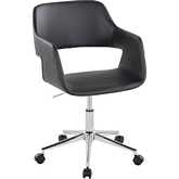 Margarite Office Task Chair in Chrome & Black Leatherette